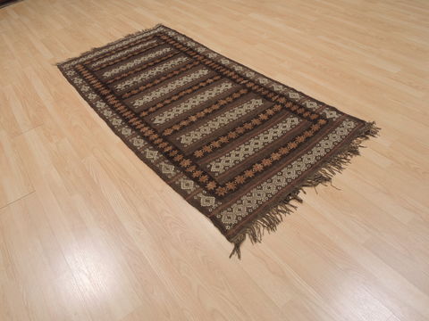 Kilim Brown Runner Flat Woven 49 X 61 Area Rug 100-109617 Image 3