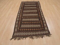 Kilim Brown Runner Flat Woven 4'9" X 6'1"  Area Rug 100-109617