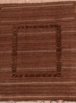 Kilim Brown Flat Woven 4'2" X 4'7"  Area Rug 100-109619