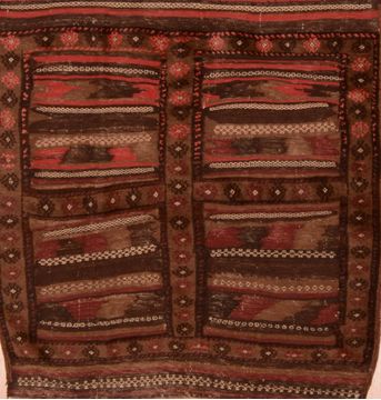 Afghan Kilim Red Square 4 ft and Smaller Wool Carpet 109622