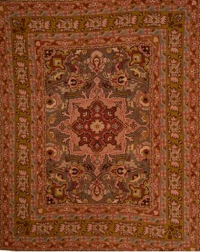 Turkish Kilim Brown Rectangle 9x12 ft Wool Carpet 109626