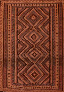 Afghan Kilim Orange Rectangle 9x13 ft Wool Carpet 109630