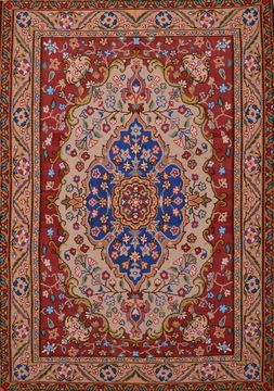 Afghan Kilim Orange Rectangle 7x10 ft Wool Carpet 109631