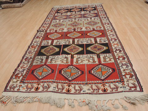 Kilim Red Runner Flat Woven 48 X 99 Area Rug 100-109632 Image 1