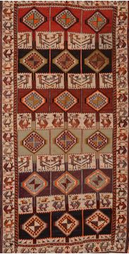 Kilim Red Runner Flat Woven 4'8" X 9'9"  Area Rug 100-109632