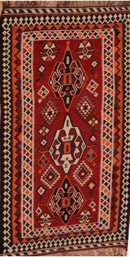 Persian Kilim Red Rectangle 5x8 ft Wool Carpet 109634