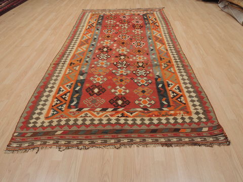 Kilim Orange Runner Flat Woven 410 X 102 Area Rug 100-109635 Image 1