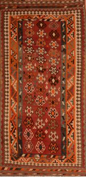 Kilim Orange Runner Flat Woven 4'10" X 10'2"  Area Rug 100-109635