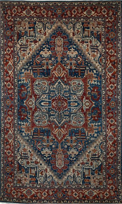 Heriz Blue Hand Knotted 60 X 98 Area Rug 700-109653 Image 0