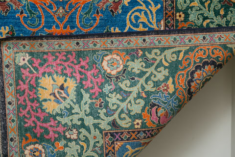 Chobi Blue Hand Knotted 610 X 99 Area Rug 700-109659 Image 3