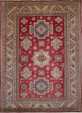 Afghan Kazak Red Rectangle 7x10 ft Wool Carpet 109669