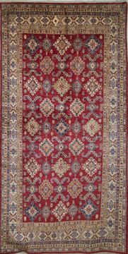 Afghan Kazak Red Rectangle 8x10 ft Wool Carpet 109673