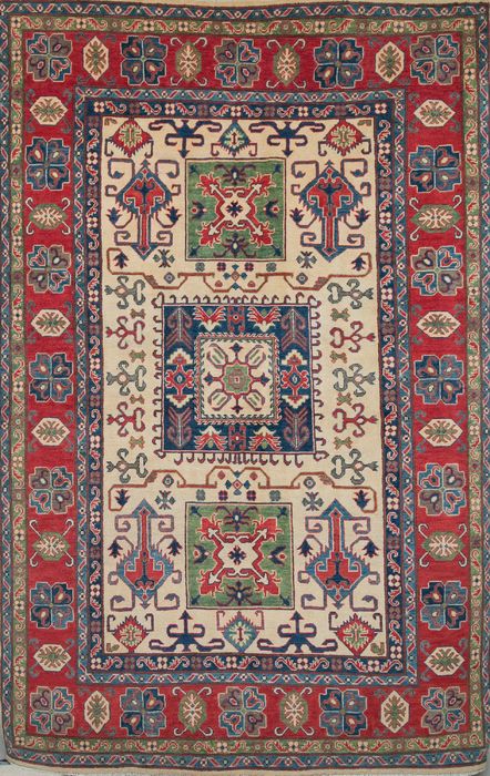 Kazak Beige Hand Knotted 67 X 101 Area Rug 700-109683 Image 0