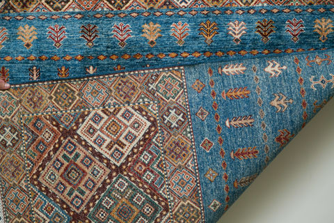 Chobi Blue Hand Knotted 611 X 103  Area Rug 700-109691 Image 1