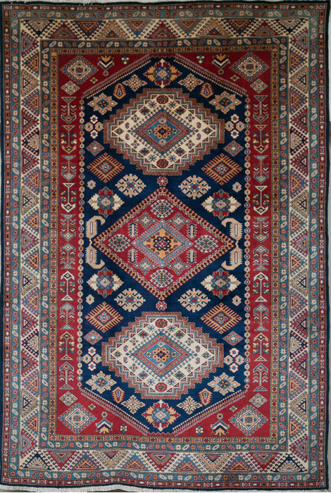 Kazak Blue Hand Knotted 67 X 99 Area Rug 700-109694 Image 0