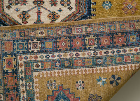 Chobi Yellow Hand Knotted 69 X 95  Area Rug 700-109712 Image 1