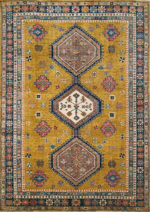 Chobi Yellow Hand Knotted 69 X 95  Area Rug 700-109712 Image 0
