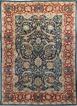 Pakistani Pishavar Blue Rectangle 5x8 ft Wool Carpet 109713