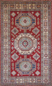 Afghan Kazak Red Rectangle 5x8 ft Wool Carpet 109717