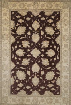 Pakistani Chobi Brown Rectangle 7x10 ft Wool Carpet 109731