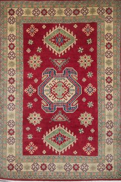 Afghan Kazak Red Rectangle 7x10 ft Wool Carpet 109734