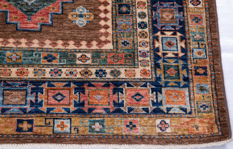 Kazak Brown Hand Knotted 68 X 98  Area Rug 700-109795 Image 4