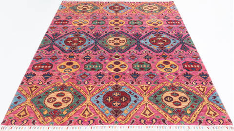 Modern Purple Hand Knotted 611 X 95  Area Rug 700-109799 Image 1