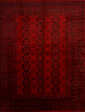 Afghan Khan Mohammadi Red Rectangle 10x14 ft Wool Carpet 109814