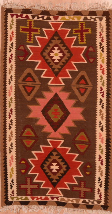 Kilim Brown Flat Woven 28 X 51 Area Rug 100-109818 Image 0