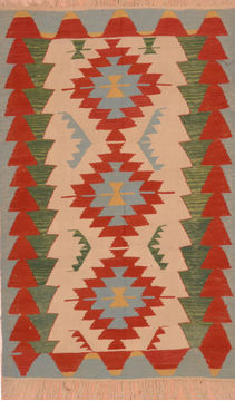 Afghan Kilim Red Rectangle 4x6 ft Wool Carpet 109821