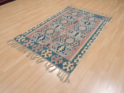 Kilim Blue Flat Woven 37 X 56 Area Rug 100-109822 Image 2