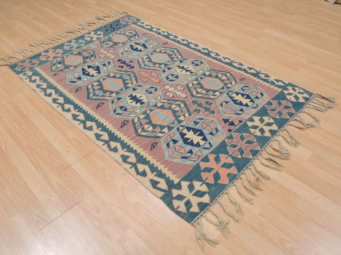 Kilim Blue Flat Woven 37 X 56 Area Rug 100-109822 Image 3