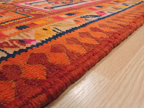 Kilim Orange Runner Hand Knotted 210 X 82 Area Rug 100-109825 Image 5