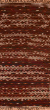 Afghan Kilim Brown Runner 10 to 12 ft Wool Carpet 109833