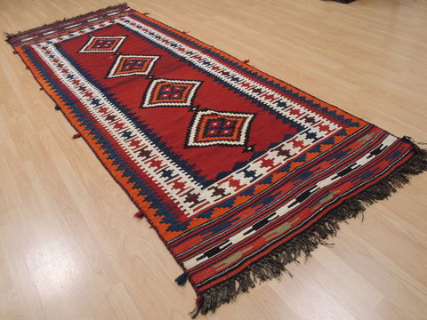 Kilim Red Runner Flat Woven 39 X 101 Area Rug 100-109842 Image 3