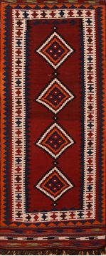 Afghan Kilim Red Runner 10 to 12 ft Wool Carpet 109842