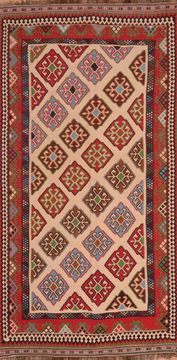 Afghan Kilim Beige Rectangle 6x9 ft Wool Carpet 109844