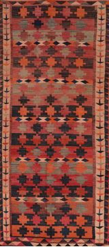 Afghan Kilim Red Runner 10 to 12 ft Wool Carpet 109846