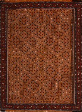 Afghan Kilim Brown Rectangle 5x7 ft Wool Carpet 109857