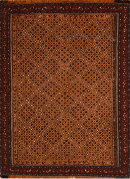 Afghan Kilim Brown Rectangle 5x7 ft Wool Carpet 109857