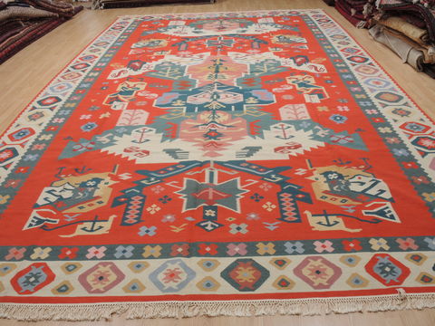 Kilim Green Flat Woven 104 X 159 Area Rug 100-109863 Image 1