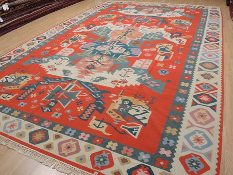 Kilim Green Flat Woven 104 X 159 Area Rug 100-109863 Image 2