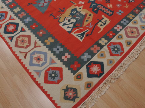Kilim Green Flat Woven 104 X 159 Area Rug 100-109863 Image 4