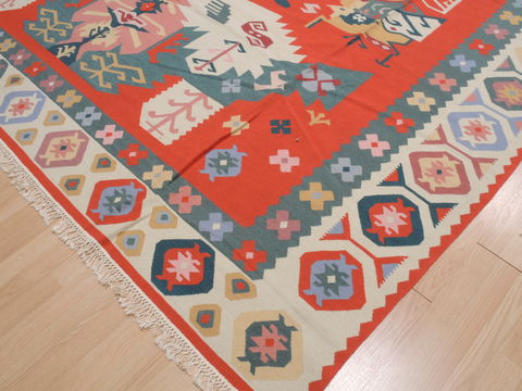 Kilim Green Flat Woven 104 X 159 Area Rug 100-109863 Image 8