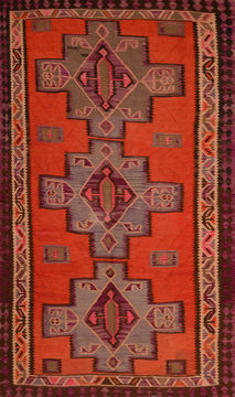 Afghan Kilim Red Rectangle 6x9 ft Wool Carpet 109866