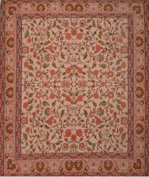 Turkish Kilim Beige Rectangle 8x10 ft Wool Carpet 109869
