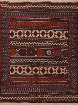 Afghan Kilim Red Rectangle 5x7 ft Wool Carpet 109892