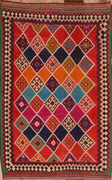 Afghan Kilim Red Rectangle 5x7 ft Wool Carpet 109903