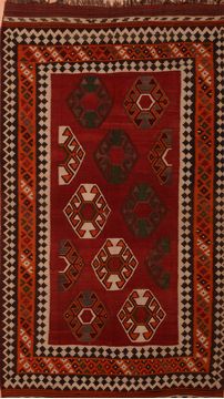 Kilim Red Runner Flat Woven 5'4" X 9'6"  Area Rug 100-109904