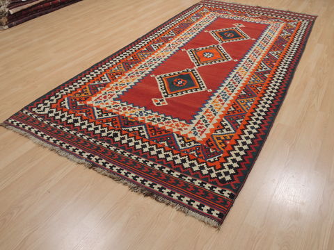 Kilim Red Runner Flat Woven 410 X 101 Area Rug 100-109905 Image 2